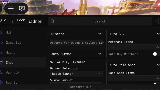 Anime Squadron Roblox Ouroboros Hub скрипт автоплей автопокупка