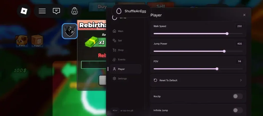 Shuffle An Egg в Roblox Функции чита